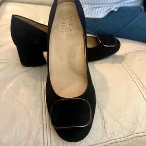 Naturalizer Black Suede Heels with Buckle Detail